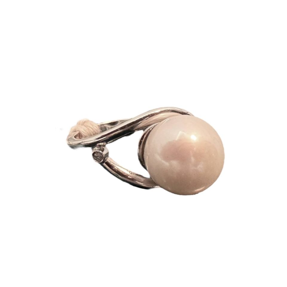 Anello Oro Bianco con Perla e Diamante Naturali